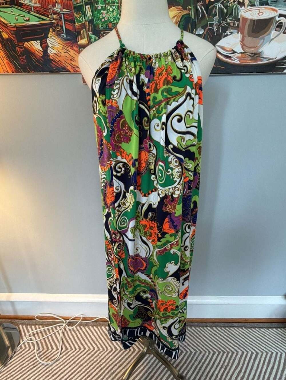 Trina Turk Turkish Delight Michalin Paisley Print Halter Trapeze Dress size 12